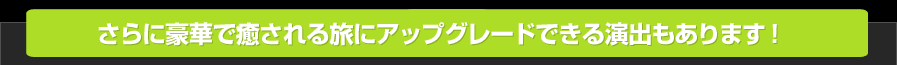さらに豪華で癒される旅にアップグレードできる演出もあります!